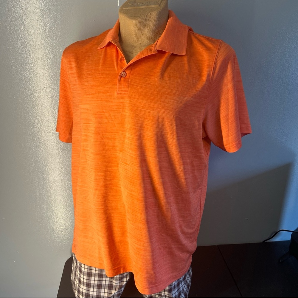 Haggar Performance Men Polo Shirt Orange Quick Dry Size XL